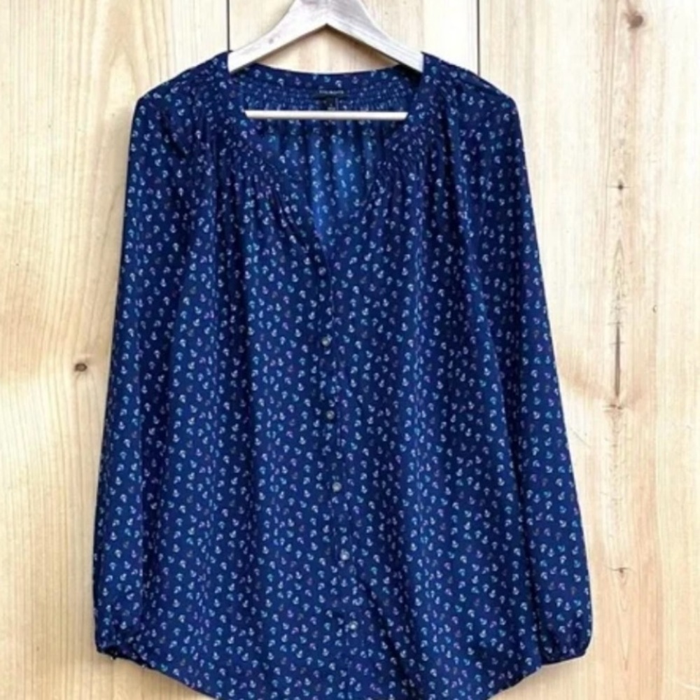 Talbots blue anchor blouse size large